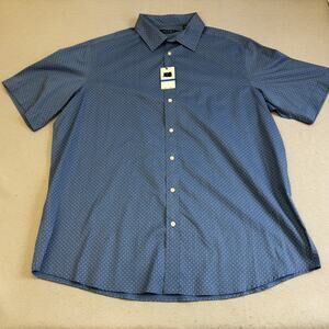 Axist Button Down Shirt Mens XLT Blue Business Casual Preppy Short Sleeve NWT